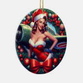 Button-up Girl Weihnachtsdekoration Keramik Ornament (Rechts)