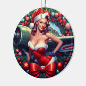 Button-up Girl Weihnachtsdekoration Keramik Ornament (Links)