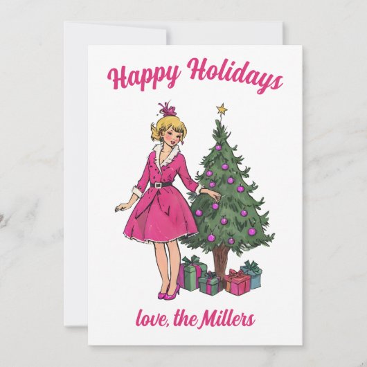 Button Up Girl Weihnachtskarten Einladung (Vorderseite)