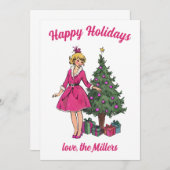 Button Up Girl Weihnachtskarten Einladung (Vorne/Hinten)