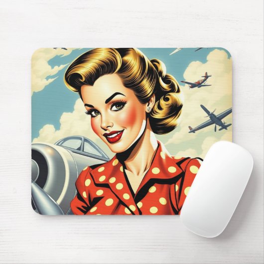 Button Up Girl WW2 Mousepad (Mit Mouse)