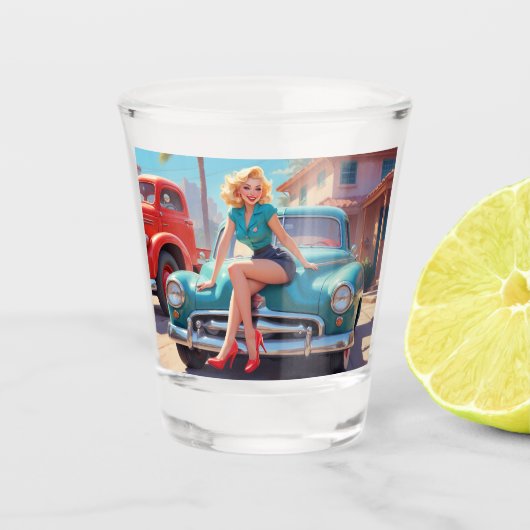 Button-Up-Glas aus Shot Glass Schnapsglas (Vorderseite)
