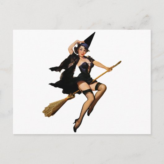 Button-Up-Hexe Postkarte (Vorderseite)