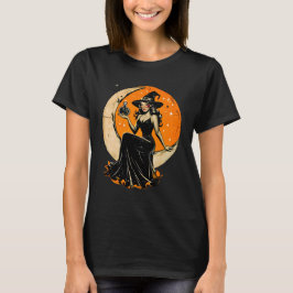 Button-Up-Hexe - Vintages Halloween T-Shirt