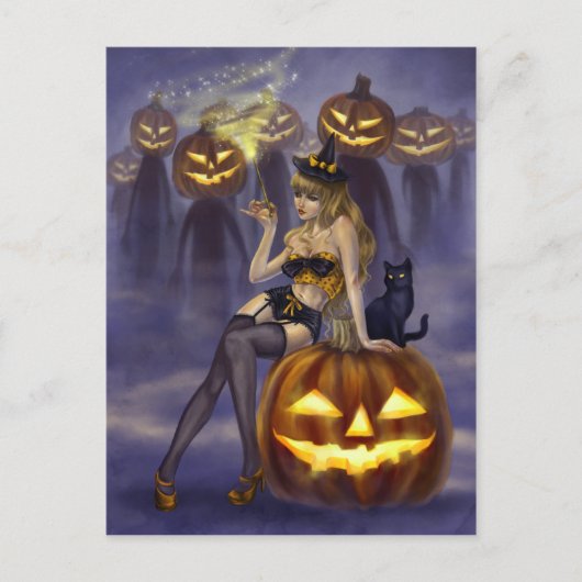 Button-Up-Hexen - Ich habe einen Zauber auf dich g Postkarte (Vorderseite)