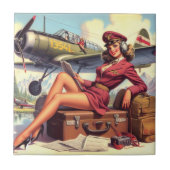 Button-Up-Illustration des Vintagen Flugzeugs Fliese (Vorderseite)