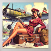 Button-Up-Illustration des Vintagen Flugzeugs Poster (Vorne)
