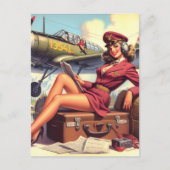 Button-Up-Illustration des Vintagen Flugzeugs Postkarte (Vorderseite)