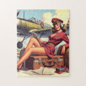 Button-Up-Illustration des Vintagen Flugzeugs Puzzle (Vertikal)