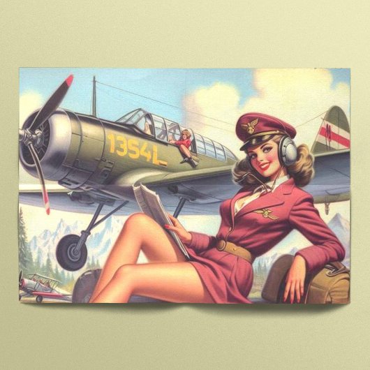 Button-Up-Illustration des Vintagen Flugzeugs Seidenpapier