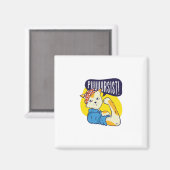 Button-up-Katze Magnet (Vorderseite/Rückseite)