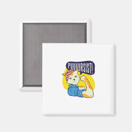 Button-up-Katze Magnet (Vorderseite/Rückseite)