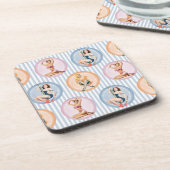 Button Up Ladys - Retro Models Pinups Getränkeuntersetzer (Linke Seite)