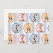 Button Up Ladys - Retro Models Pinups Postkarte (Vorne/Hinten)