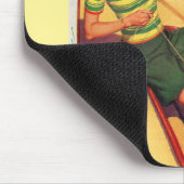 Button-up-Mädchen der 40er Jahre auf einem Schiff Mousepad (Ecke)