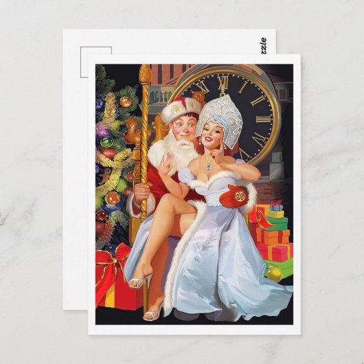 Button-up-Mädchen sitzt auf dem Schoß eines sehr g Postkarte (Vorne/Hinten)