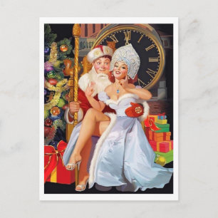 Button-up-Mädchen sitzt auf dem Schoß eines sehr g Postkarte