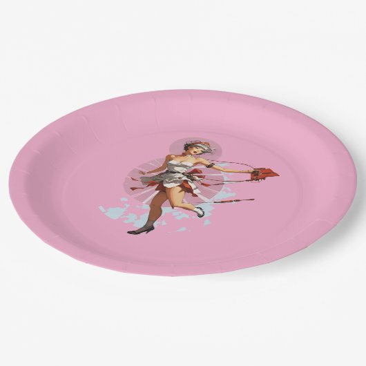 Button-Up-Party Pappteller (Schrägansicht)