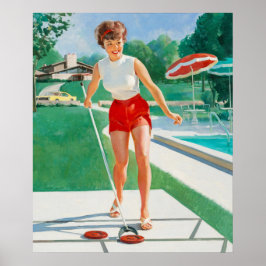 Button-Up Playing Shuffleboar Art Poster