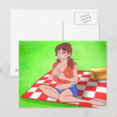 Button-Up-Postkarte für Picnic Cartoon Postkarte (Vorne/Hinten)