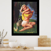 Button-Up Surfing Girl 2 Vintage Poster (Küche)