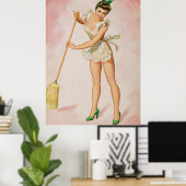 Button-Up Sweeping Woman Art Poster (Heimbüro)