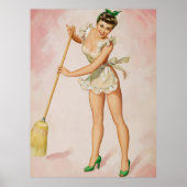 Button-Up Sweeping Woman Art Poster (Vorne)