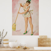 Button-Up Sweeping Woman Art Poster (Küche)