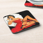 Button Up Valentine Girl Getränkeuntersetzer (Linke Seite)