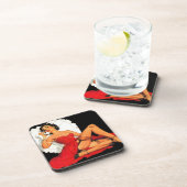 Button Up Valentine Girl Getränkeuntersetzer (Rechte Seite)