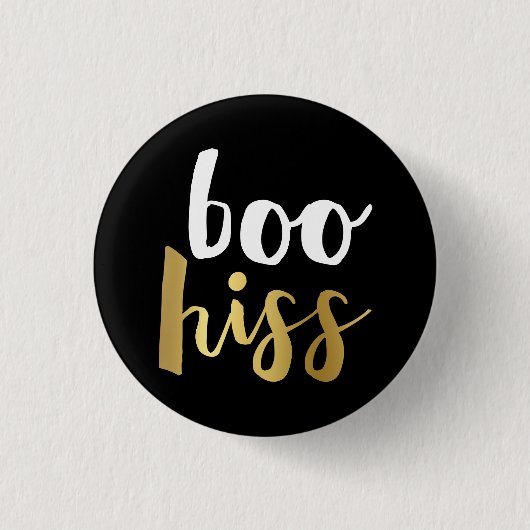 Button "White & Gold Boo Hiss" (Vorderseite)