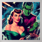 Button zur Retro-Science Fiction Poster (Vorne)