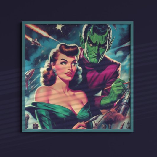 Button zur Retro-Science Fiction Poster