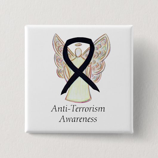 Button zur Terrorabwehr mit schwarzer Schleife (Vorderseite)