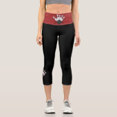 Buttone aus schwarzem Bowling mit Ball Capri Leggi Leggings (Vorderseite)