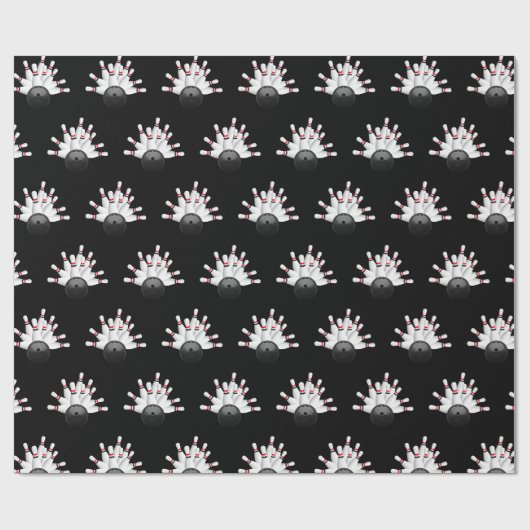 Buttone aus weißem Bowling in Schwarz Geschenkpapier (Flach)