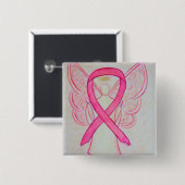 Buttone der rosa Engel Awareness Ribbon Custom Art Button (Vorne & Hinten)
