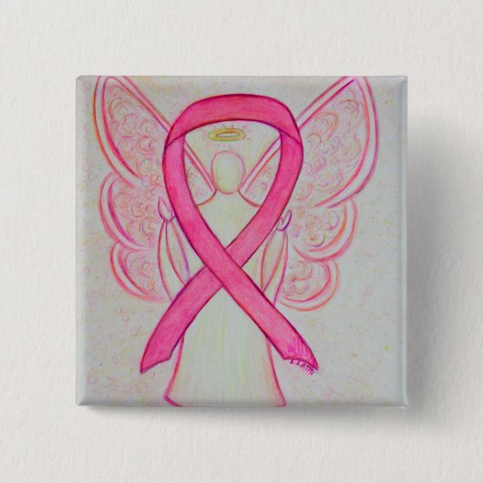 Buttone der rosa Engel Awareness Ribbon Custom Art Button (Vorderseite)