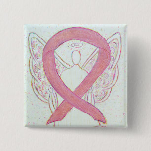 Buttone der rosa Engel Awareness Ribbon Custom Art Button