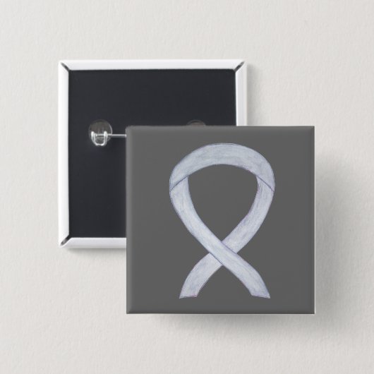 Buttone der "Silver Awareness Ribbon Custom Art" Button (Vorne & Hinten)