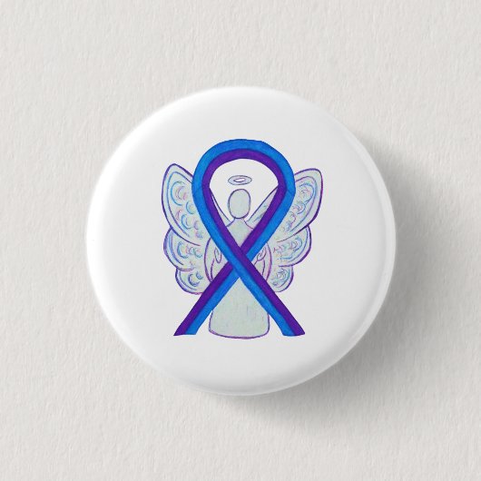 Buttone des Blue and Lila Ribbon Awareness Angel Button (Vorderseite)
