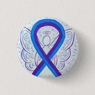 Buttone des Blue and Lila Ribbon Awareness Angel Button