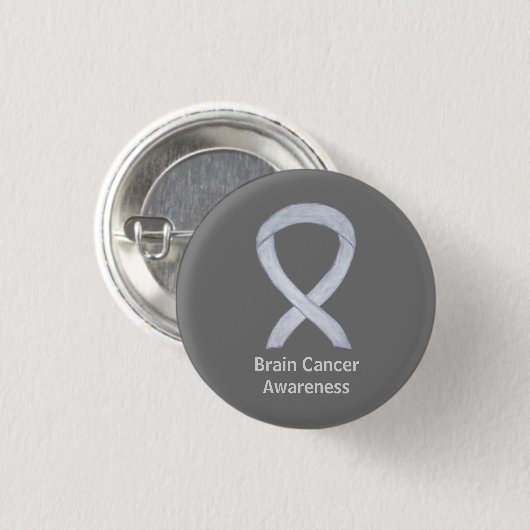 Buttone für das Brain Cancer Gray Awareness Ribbon Button (Vorne & Hinten)