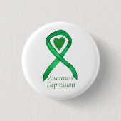 Buttone für Depression Awareness Ribbon Heart Butt Button (Vorderseite)
