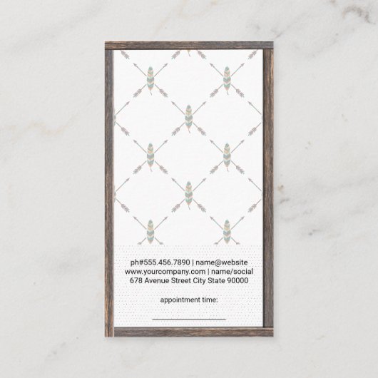 Buttone | Holz Trim Boho Style Terminkarte (Rückseite)