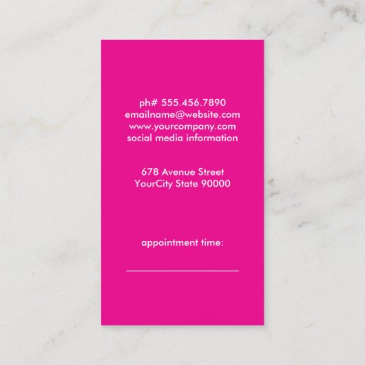 Buttone in heißen Rosa Terminkarte (Rückseite)