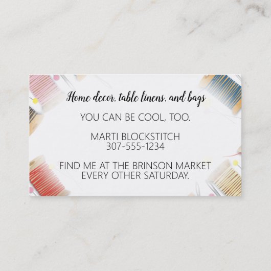 Buttone-Nadeln, Gewindebohrer zum Nähen von Quilte Visitenkarte (Rückseite)