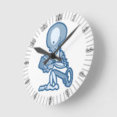 Buttone und Needles Pete Skelett mit Buch Runde Wanduhr (Winkel)