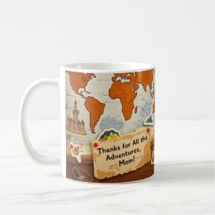 Buttone und Sehenswürdigkeiten der Weltkarte Kaffeetasse