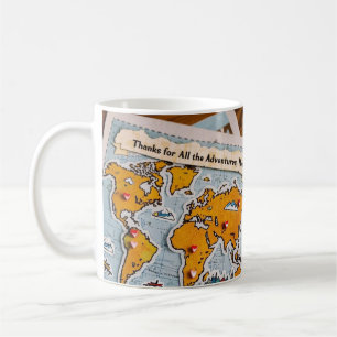 Buttone und Sehenswürdigkeiten der Weltkarte Kaffeetasse